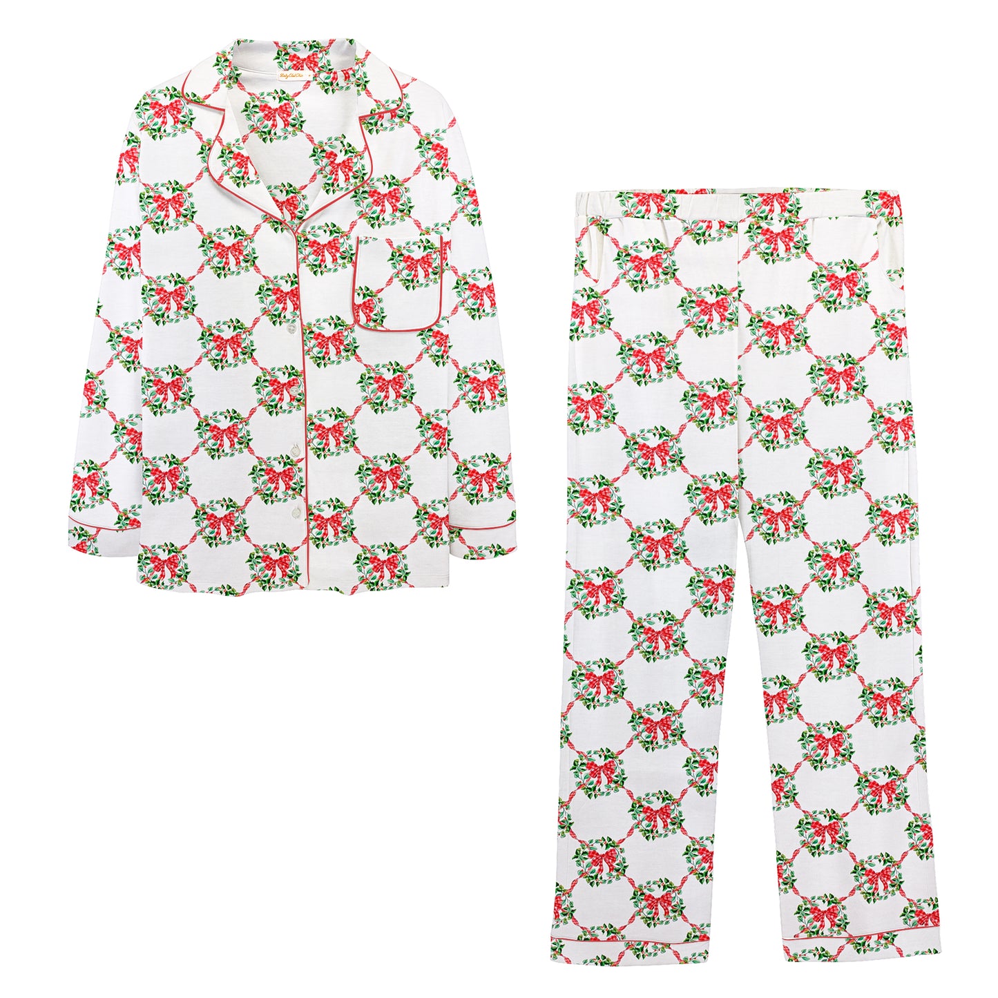 Christmas Wreath Long Sleeve Pajama Set | Adult Sizes