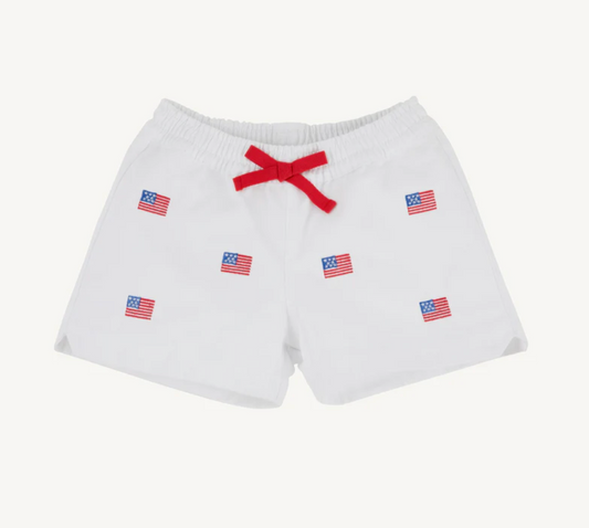 Critter Cheryl Shorts | Worth Ave White with American Flags