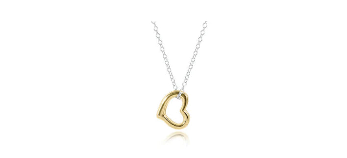 16" Necklace Sterling Mixed Metal | Love Gold Charm