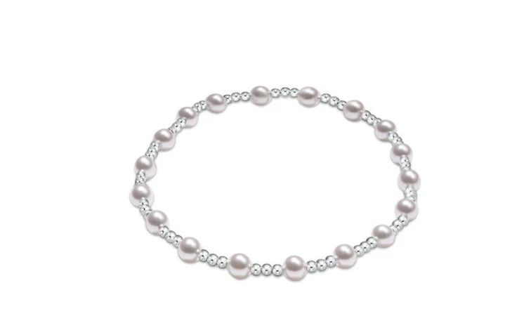 Classic Sincerity Pattern Sterling 4mm Bead Bracelet | Pearl