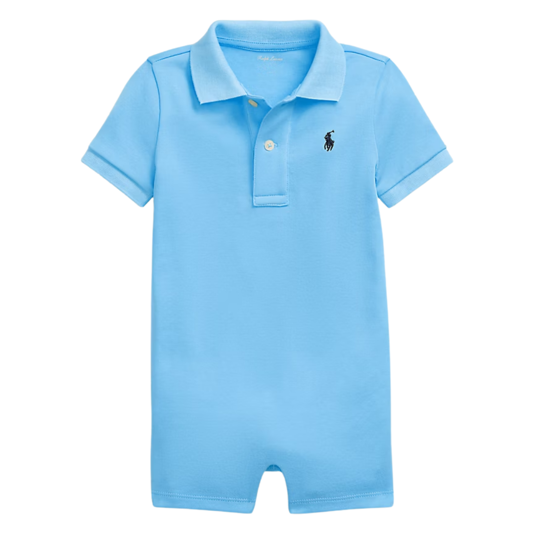 Cotton Interlock Polo Shortall | Blue