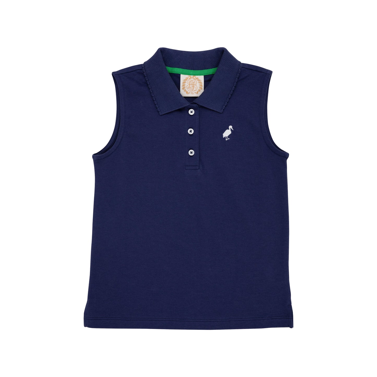 Sleeveless Anna Price Polo | Nantucket Navy With Worth Avenue White Stork