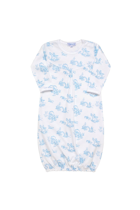 Blue Toile Baby Gown