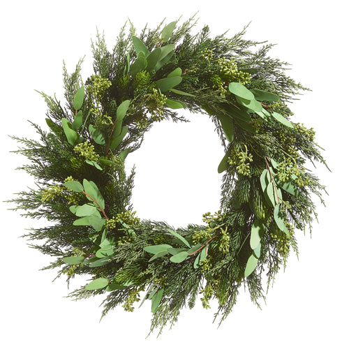 28" Cedar and Eucalyptus Wreath