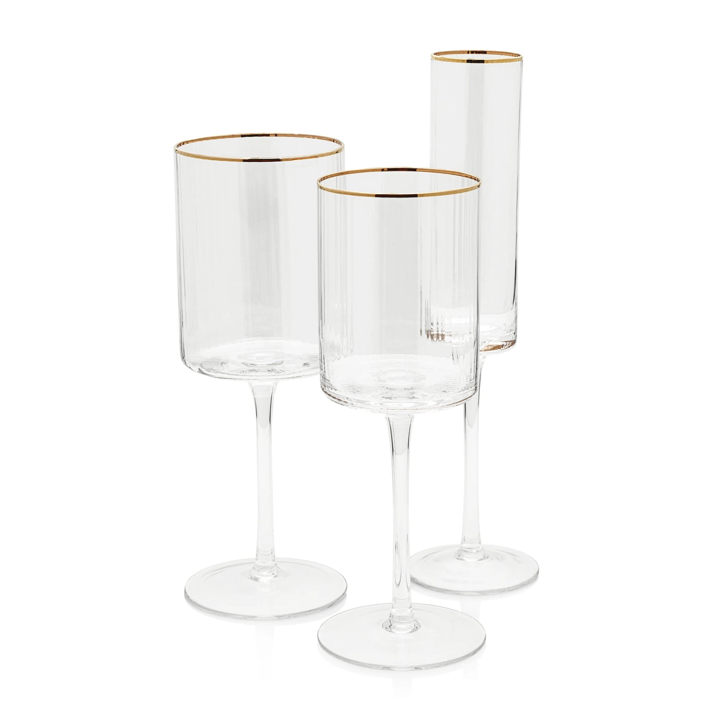 Optic Champagne Flute with Gold Rim