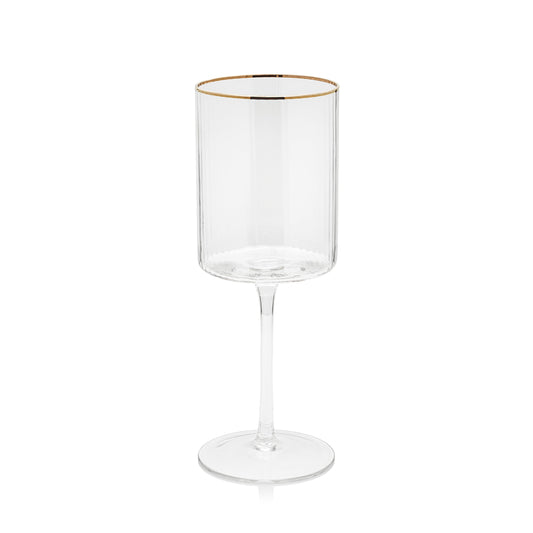 Optic Red Wine Glass with Gold Rim