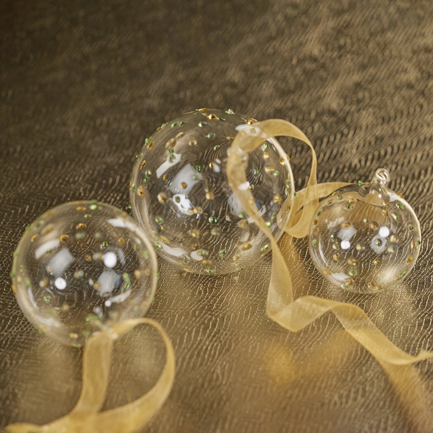 Clear Glass Ball Ornament with Colored Glass Dots | 4.75 in