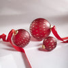 Frosted & Etched in Gold Glass Ornament | Red | 3 in