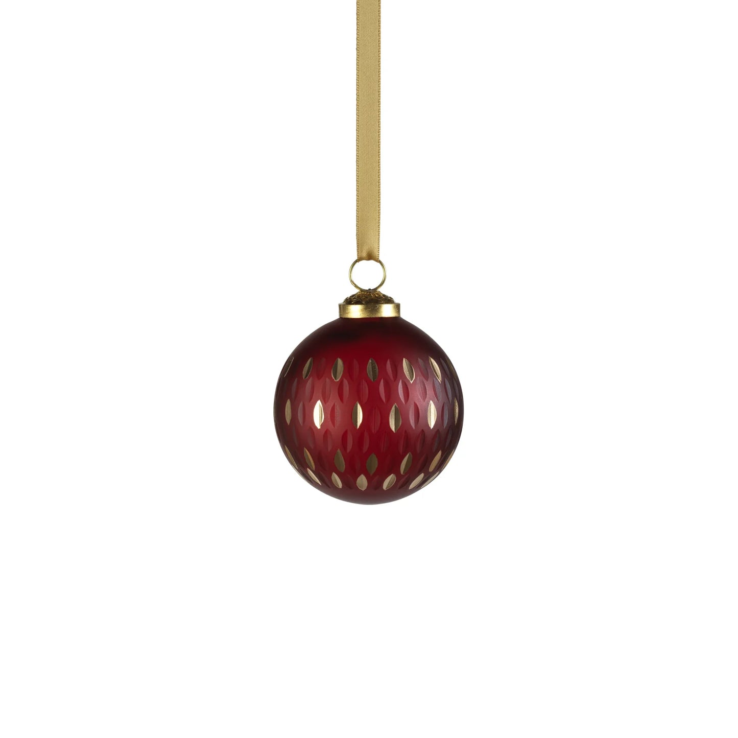 Frosted & Etched in Gold Glass Ornament | Red | 3 in