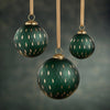 Frosted & Etched in Gold Glass Ornament - Green (4")