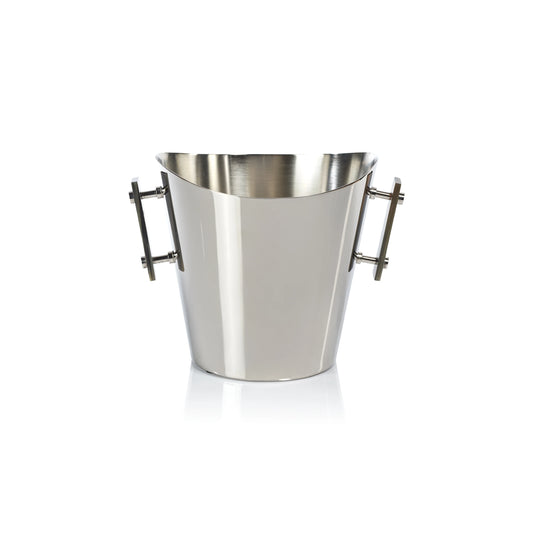 The Berkeley Wine Cooler / Ice Bucket with Horn Handles | Polished Nickel