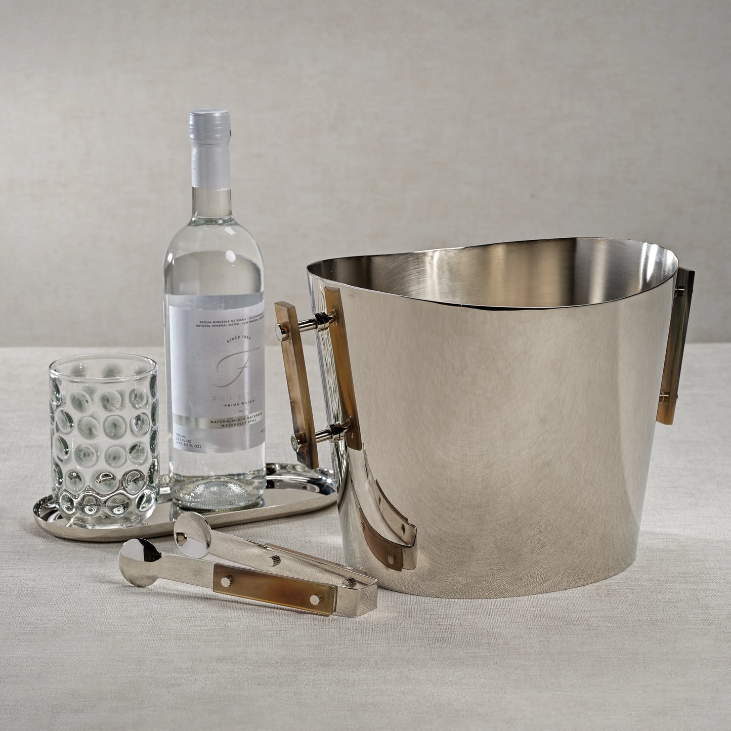 The Berkeley Wine Cooler / Ice Bucket with Horn Handles | Polished Nickel