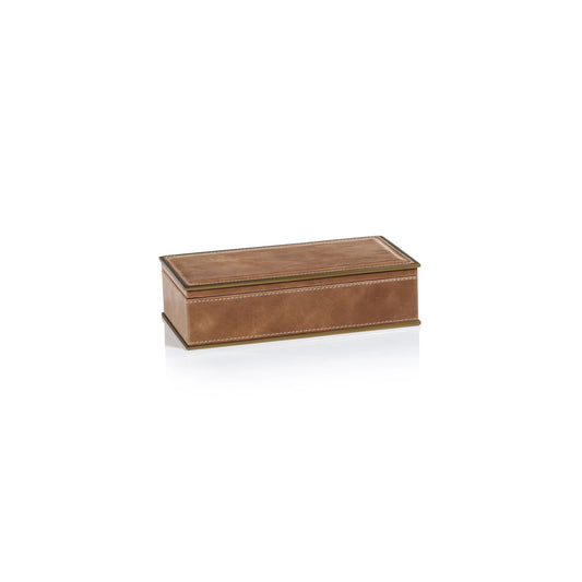 Ampezzo Leather Box with Brass Trim | Small