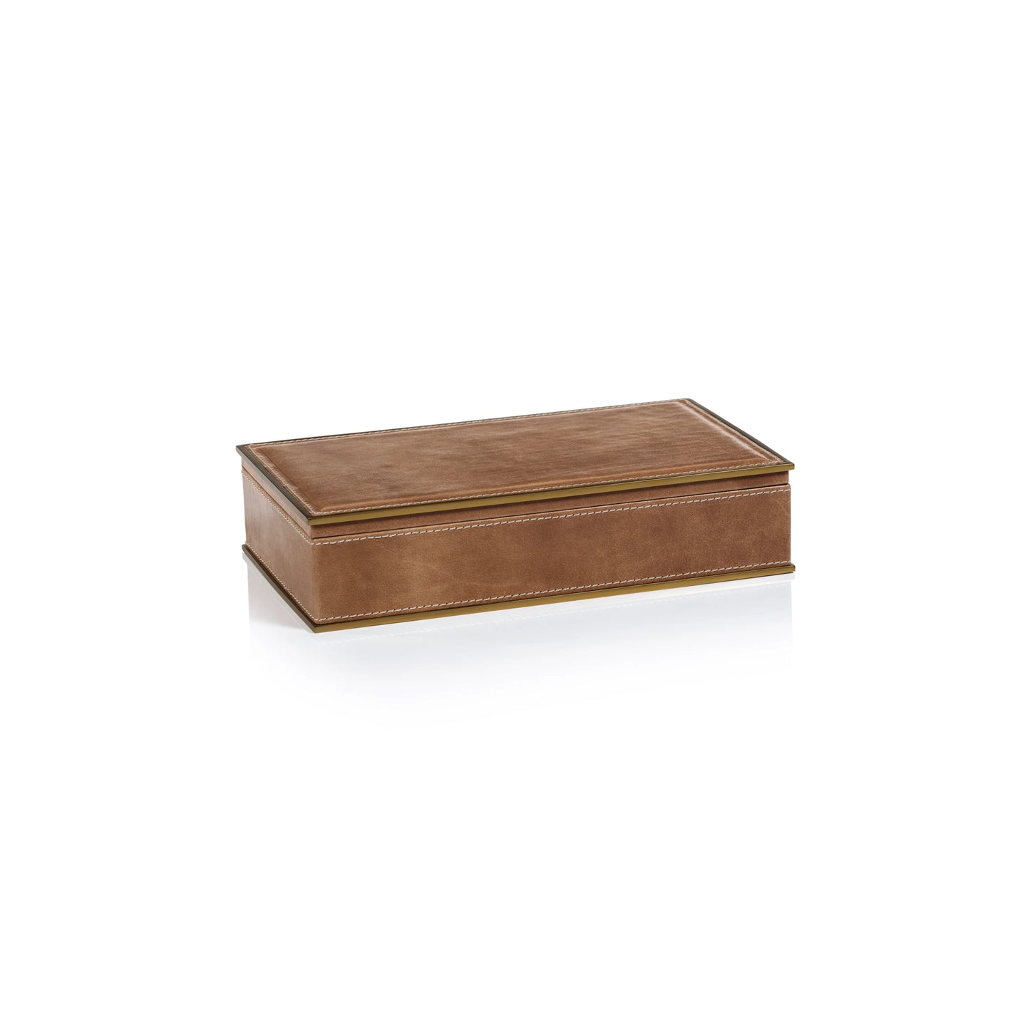 Ampezzo Leather Box with Brass Trim | Large