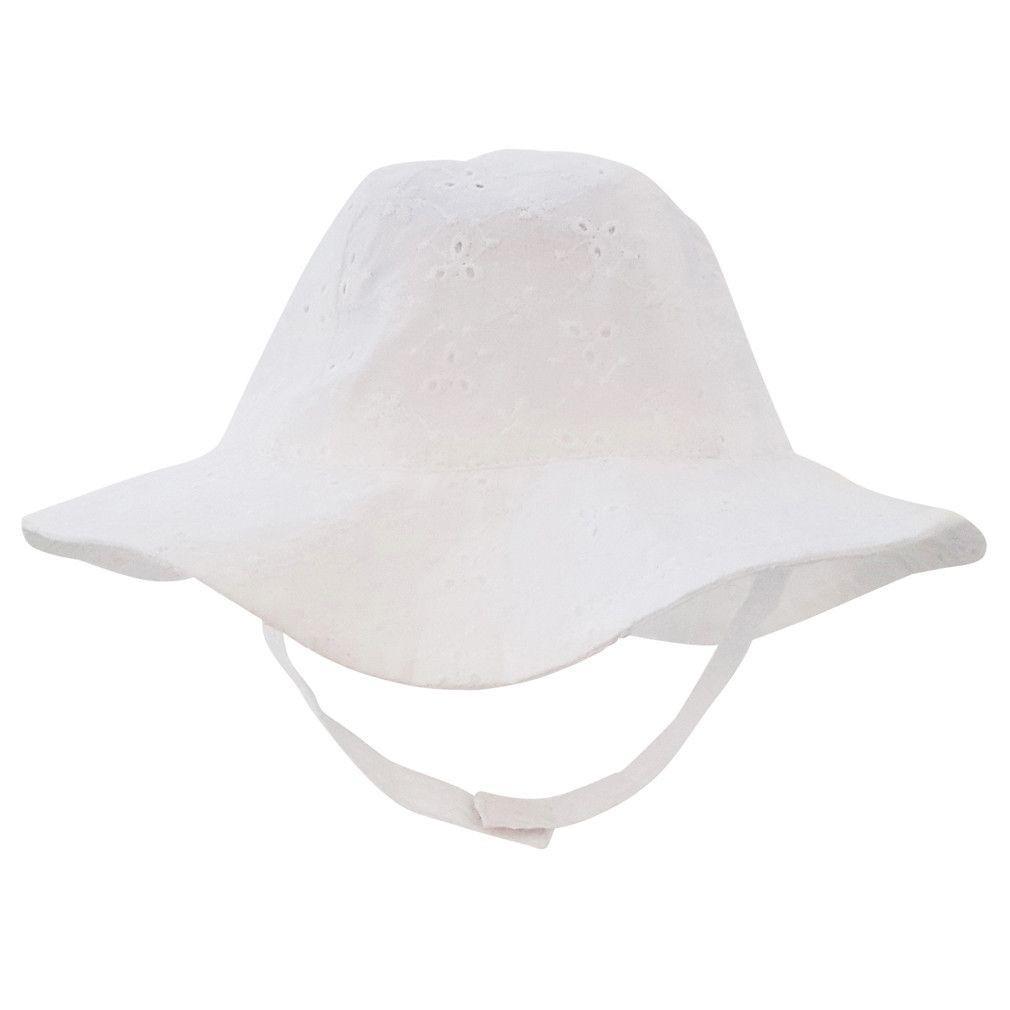 Flowered Eyelet Sunhat | White