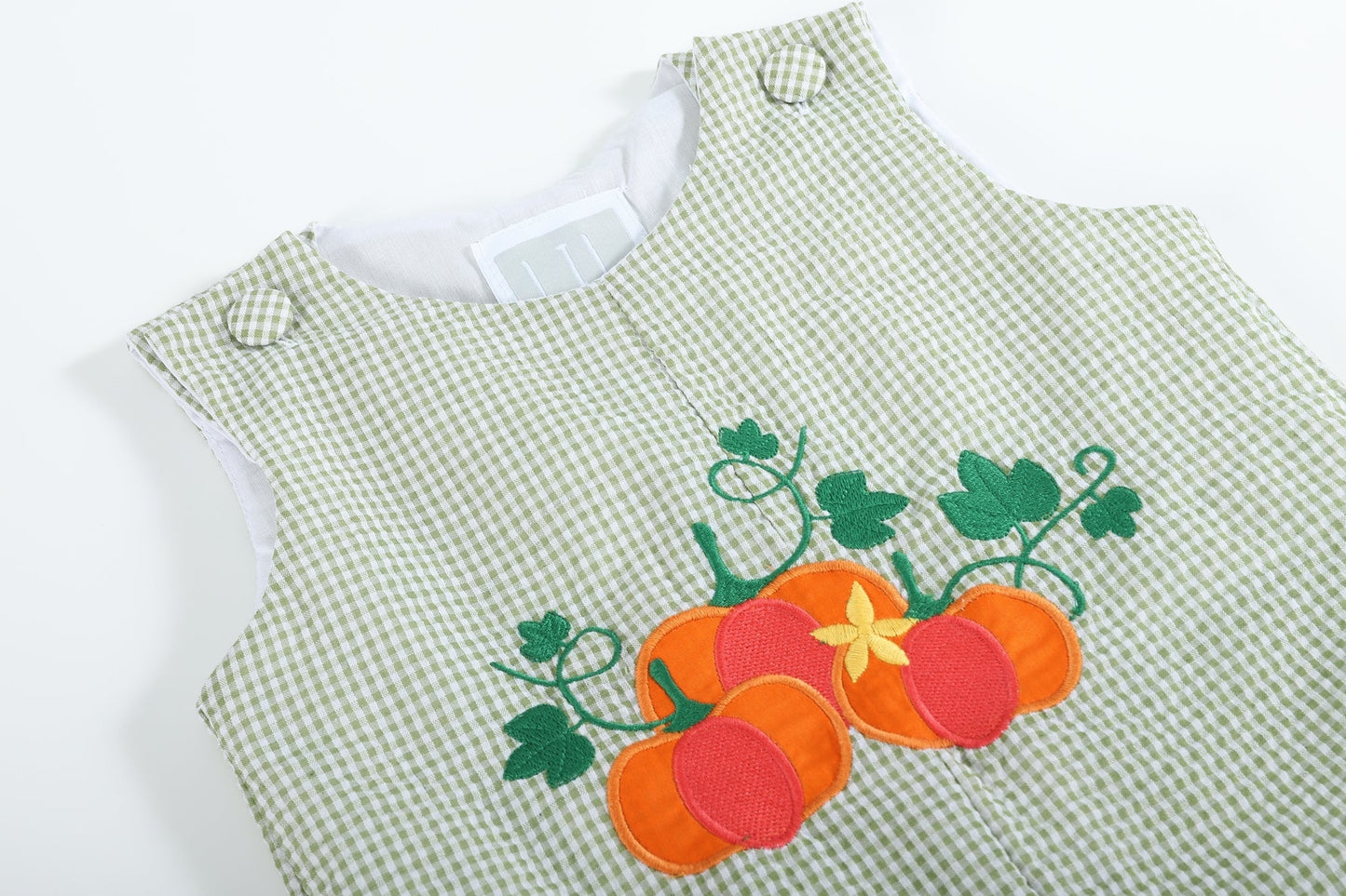 Gingham Pumpkin Overalls | Green