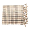 Plaid Throw with Braided Tassels | Charcoal & Brown Plaid