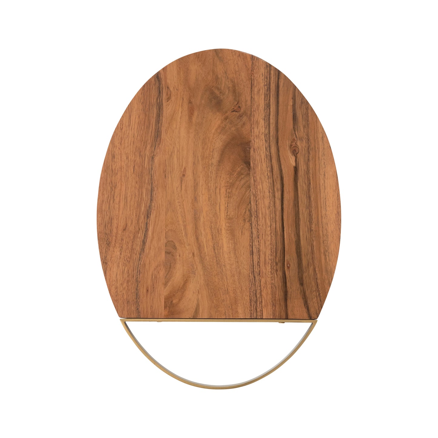 Oval Acacia Wood Cheese Board w/Gold Handle | 14"