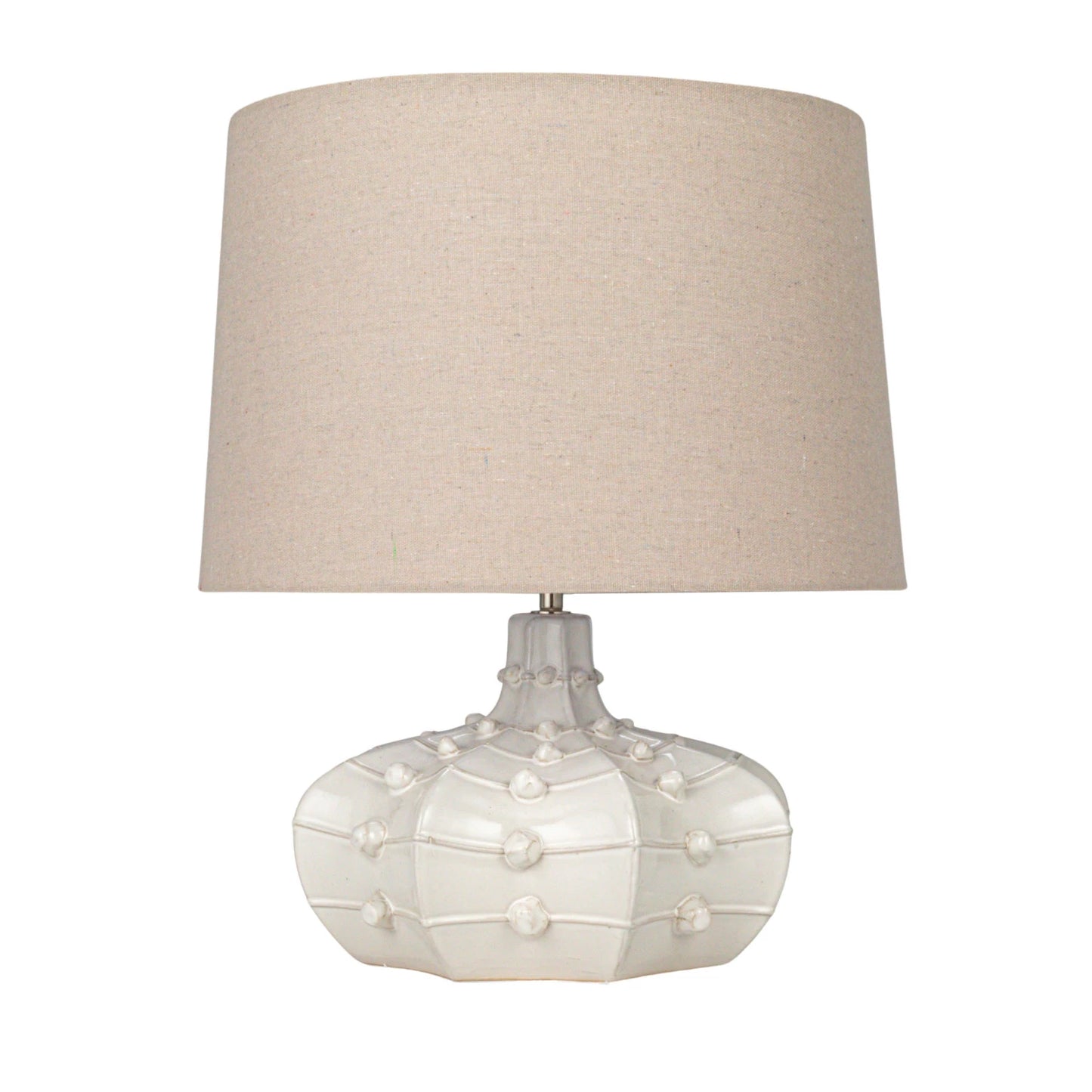 Stoneware Hobnail Fluted Table Lamp w/ Linen Shade