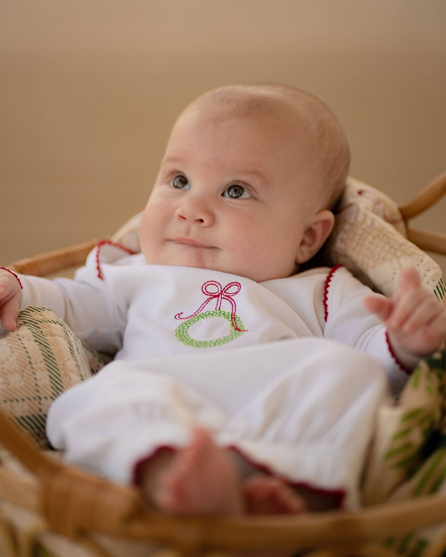 Lambie Layette in Christmas Bow | 3 Month