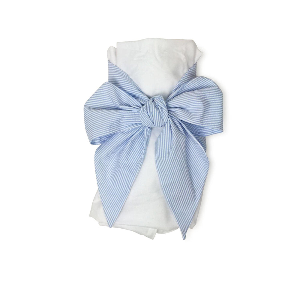 Bow Swaddle | Seersucker Blue