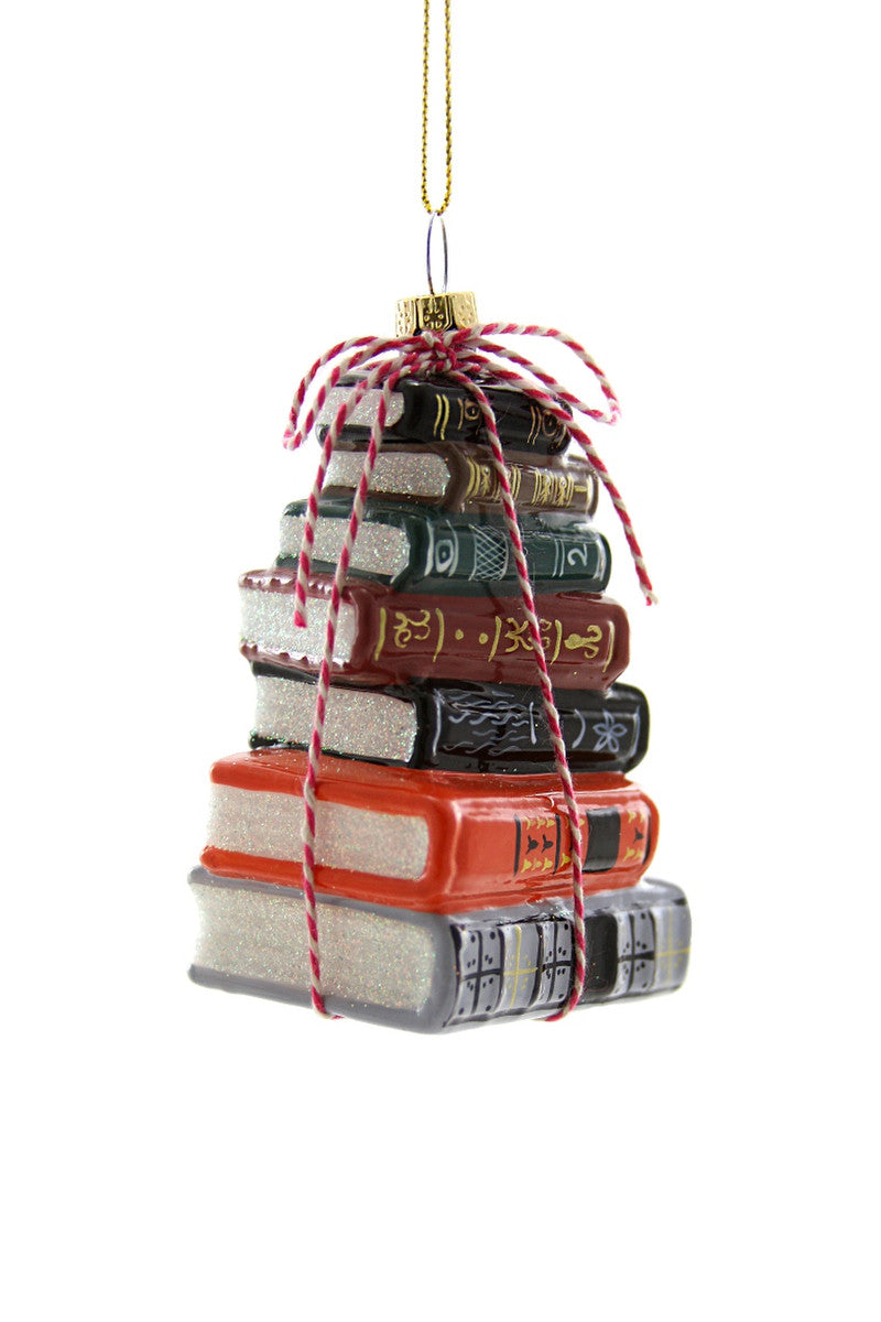 Stacked Tomes Glass Ornament