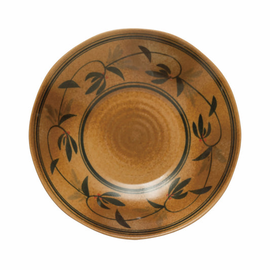 Hand-Painted Stoneware Serving Bowl Vine Design