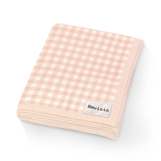 Luxury Cotton Swaddle Receiving Baby Blanket | Plaid | Pink