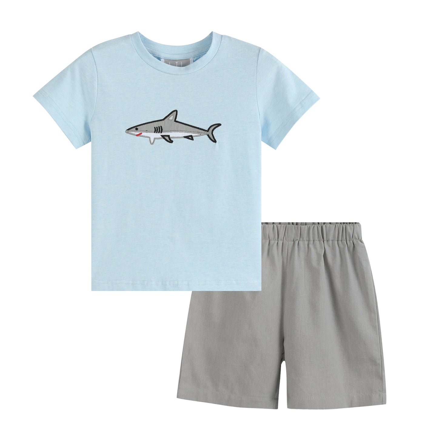 Blue Shark Applique T-Shirt and Shorts