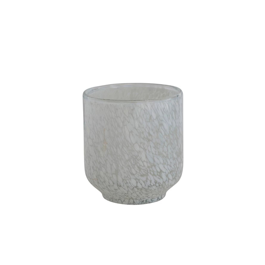 Speckled White Glass Tealight Holder