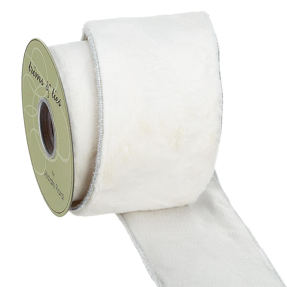 4"Wx5yd Fur Ribbon | White