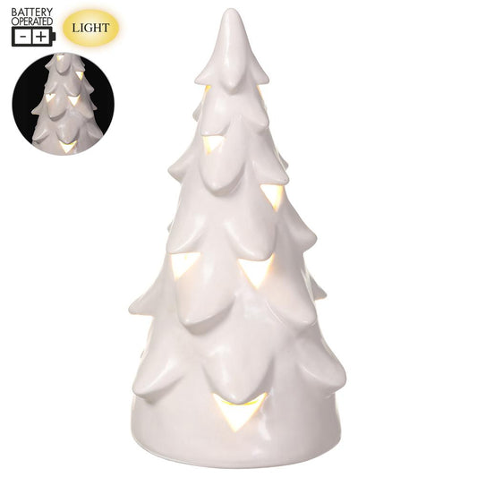 9.5" Battery Operated Tree With Light | White