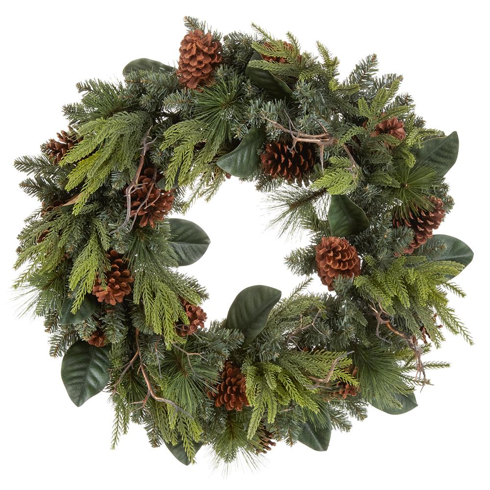 32" Pine Cone/Magnolia Leaf/Mixed Pine Wreath