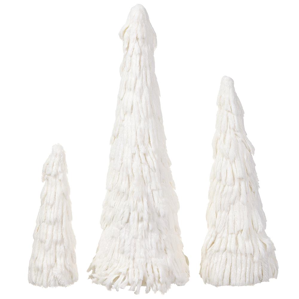 Fur Cone Topiary Set  (3 piece set) |  White