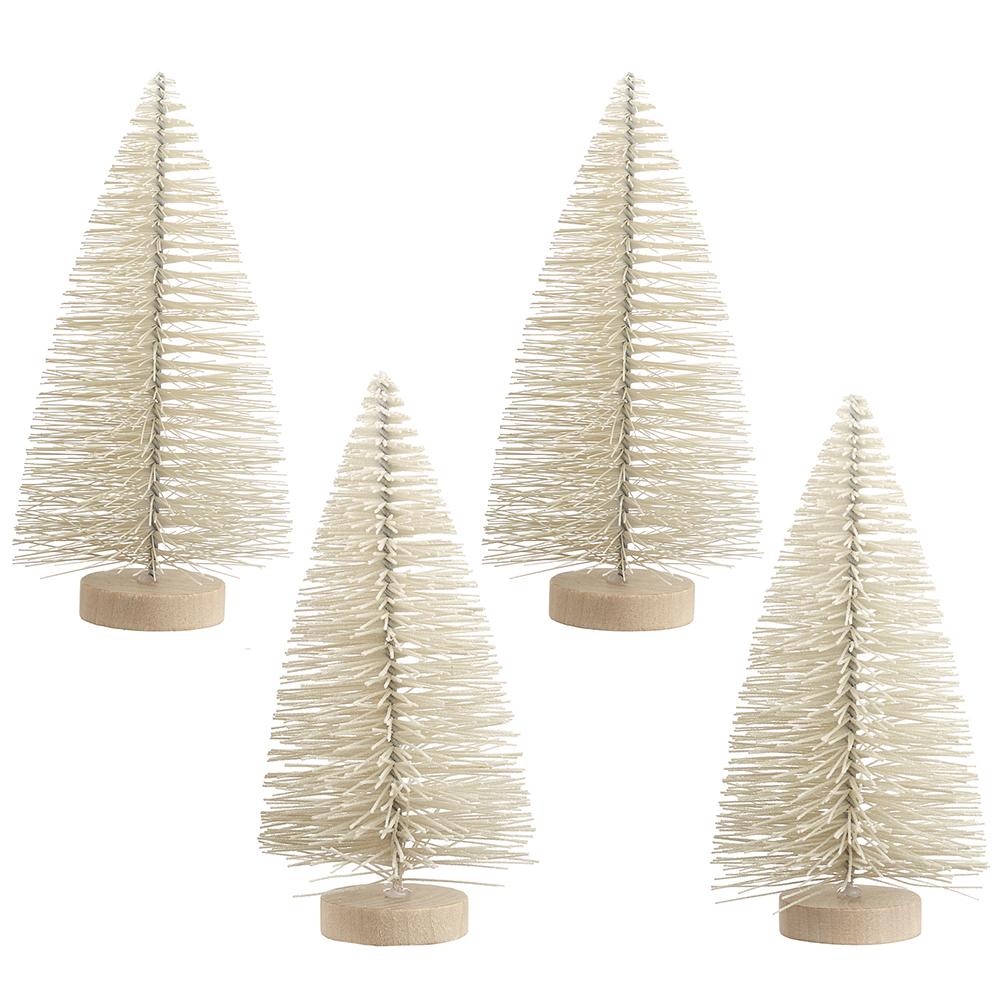 6" Bottle Brush Tree x4 in acetate Box | Cream Two Tone