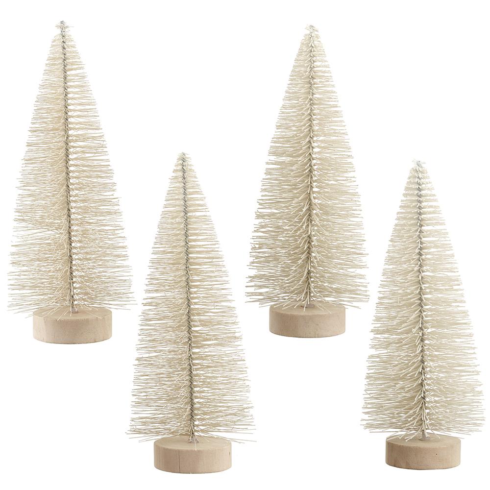 10" Bottle Brush Tree x4 in acetate Box | Cream Two Tone