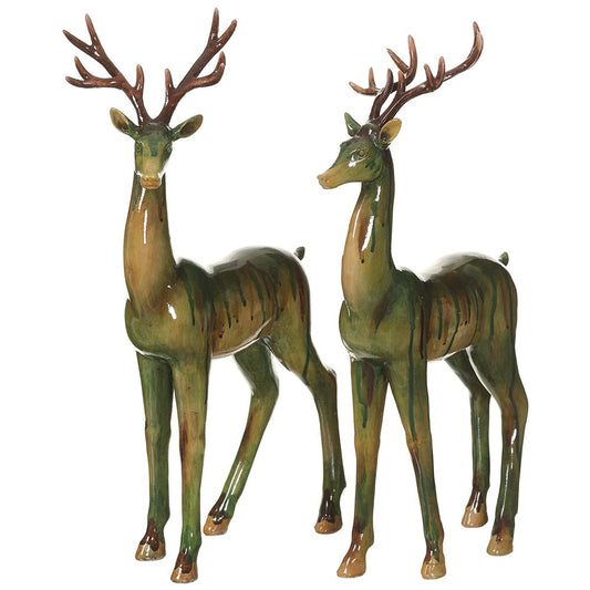 17" Glazed Reindeer | Green Two Tone