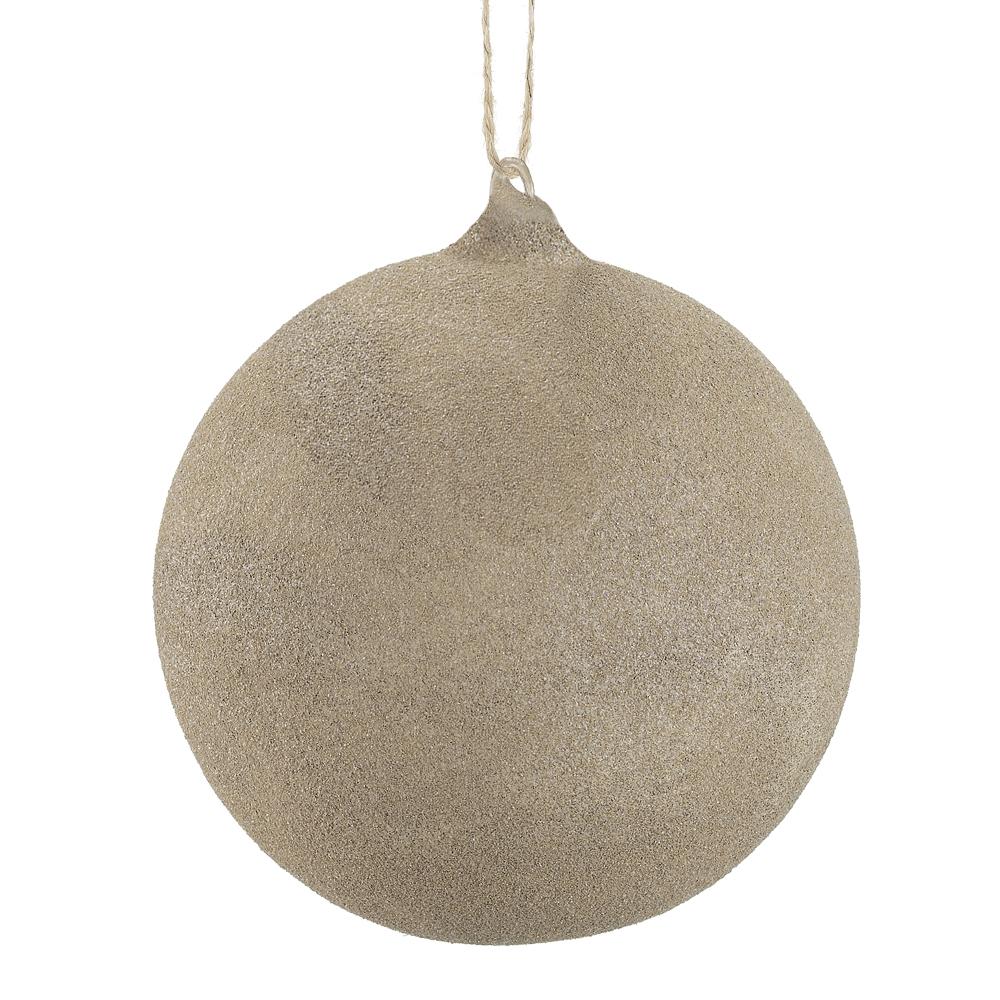 4.75" Glittered Glass Ball Ornament | Beige