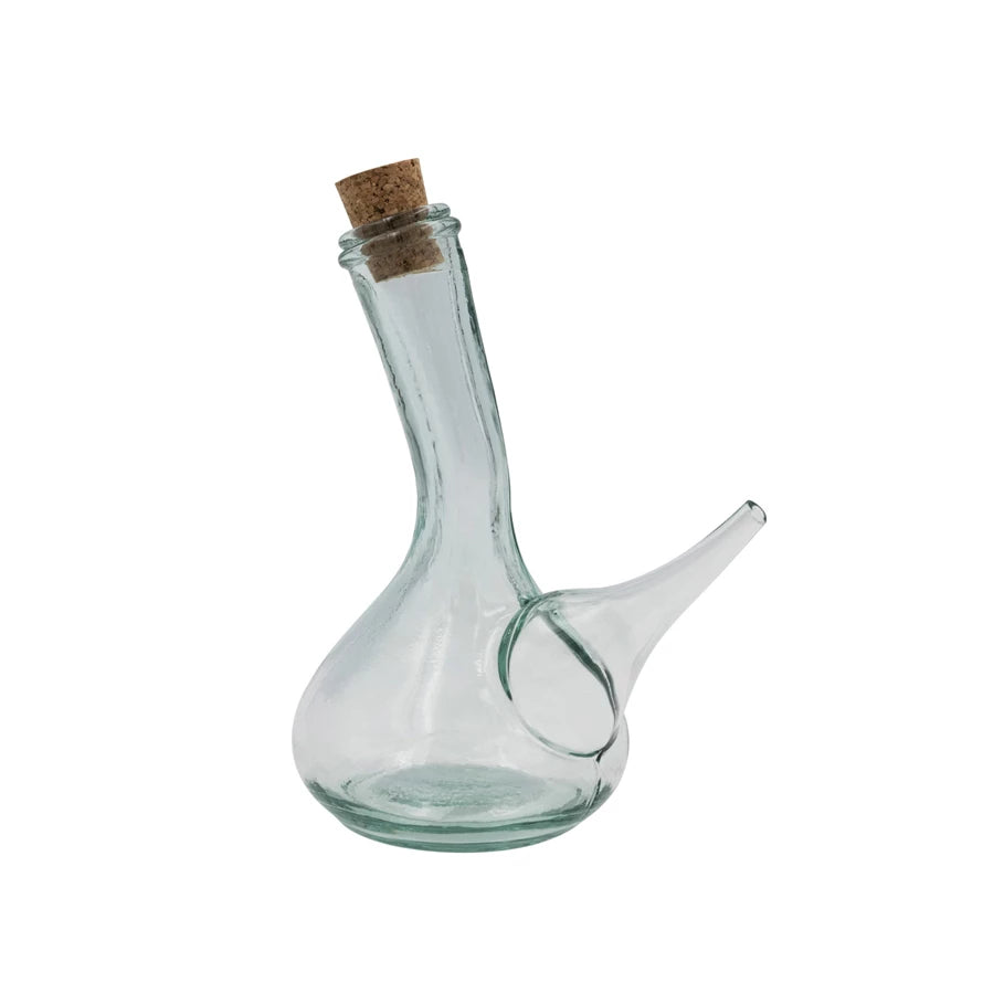 8 oz Recycled Glass Cruet w/ Cork Stopper