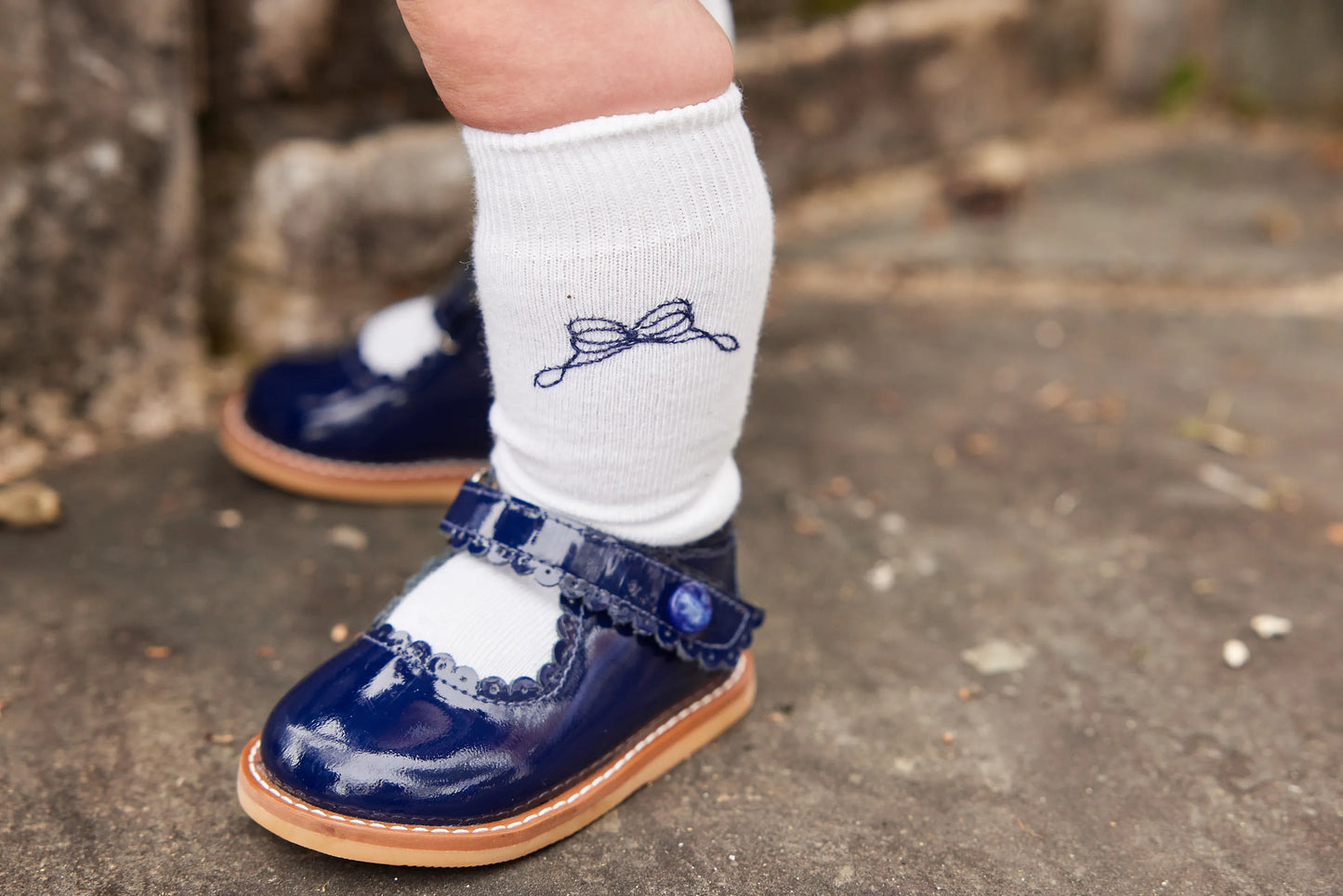 Knee High Socks | Navy Bow