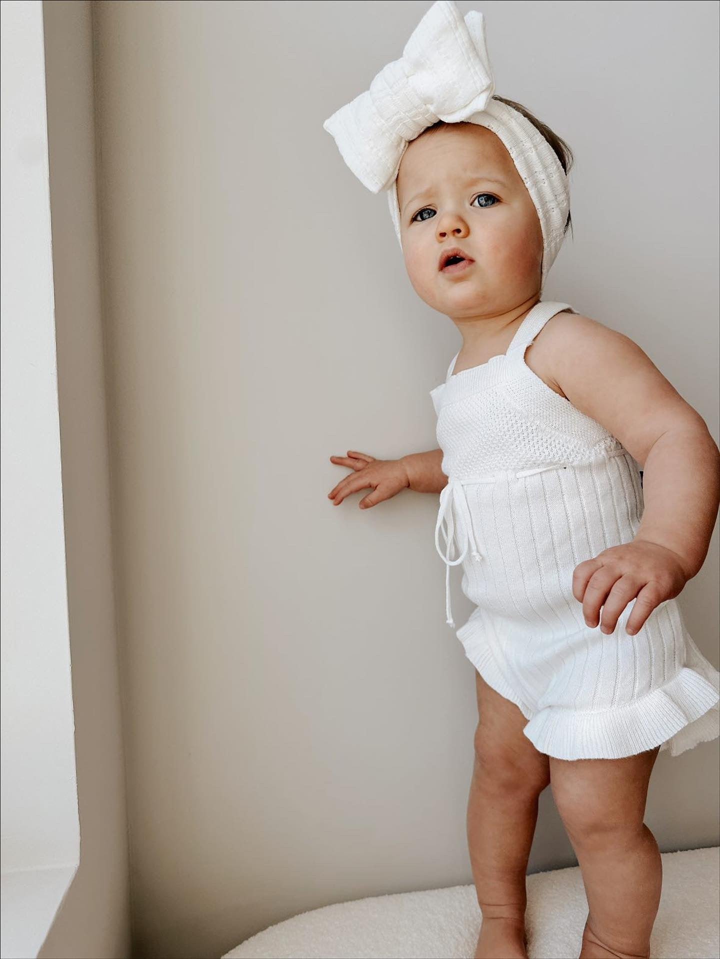 Sleeveless Ruffle Romper | White