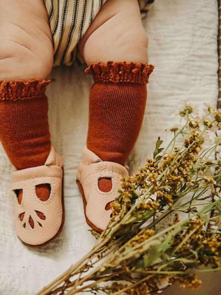 Sugar Almond Lace Top Knee High Socks