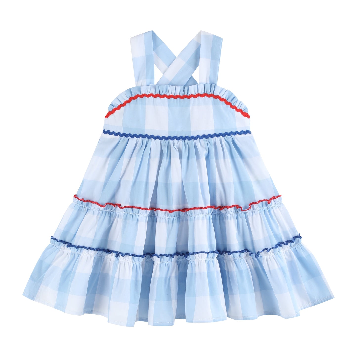 Blue Gingham Tiered Sundress