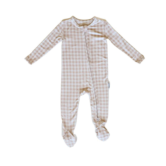 Gingham Bamboo Footie