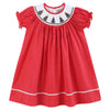 Christmas Tree Smocked Bishop Dress | Red