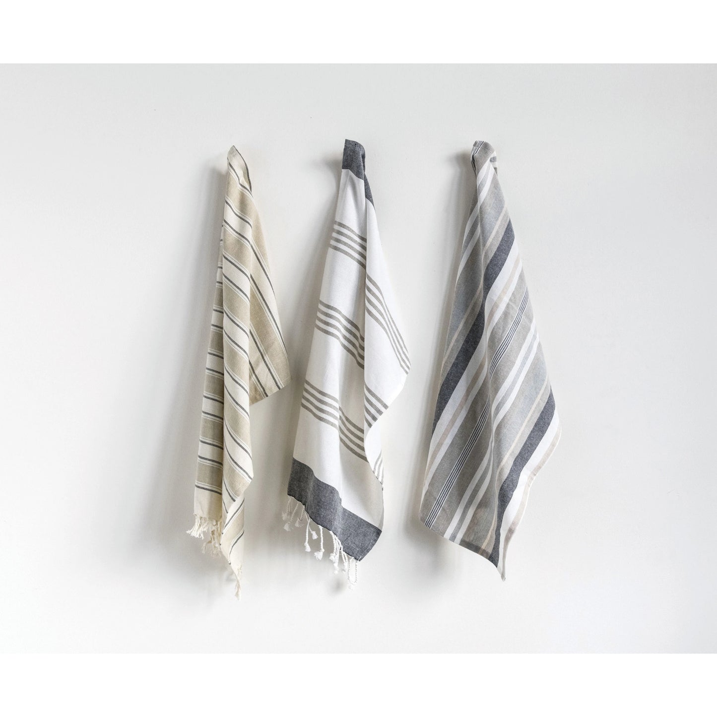 Cotton Striped Tea Towels, Set of 3