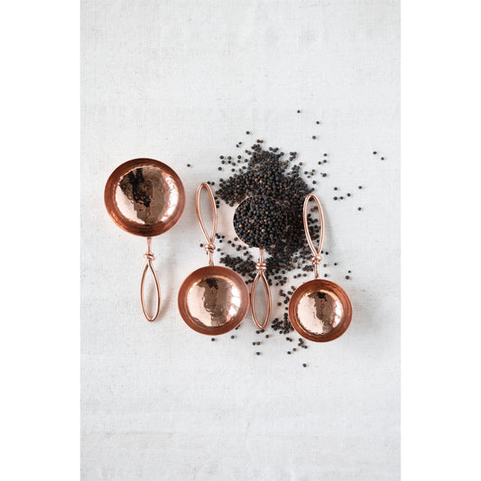 Hammered Stainless Steel Scoops | Set of 4 | Copper Finish