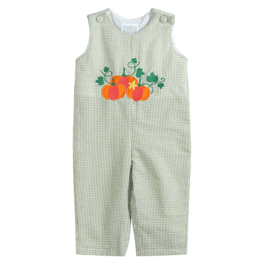 Gingham Pumpkin Overalls | Green