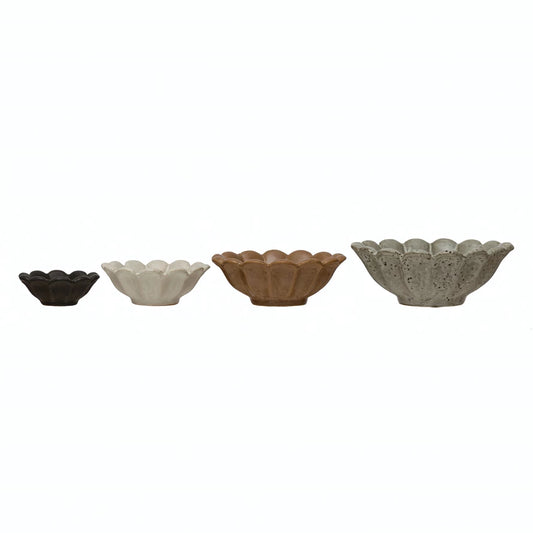 Stoneware Flower Bowls | Set of 4