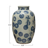 Decorative Hand-Painted Stoneware Vase w/ Pattern, Blue & White